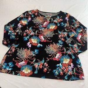Easywear By Chico’s Floral Top Blouse Size 3 US XL